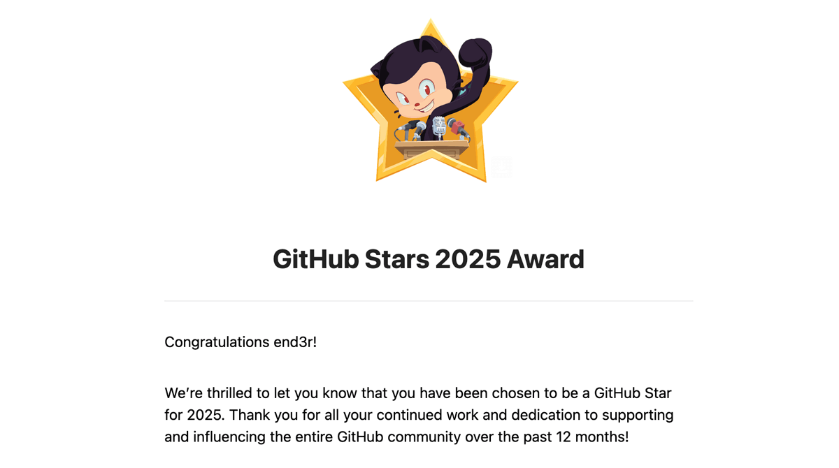 End3r's Corner - GitHub Star renewed for the 5th time