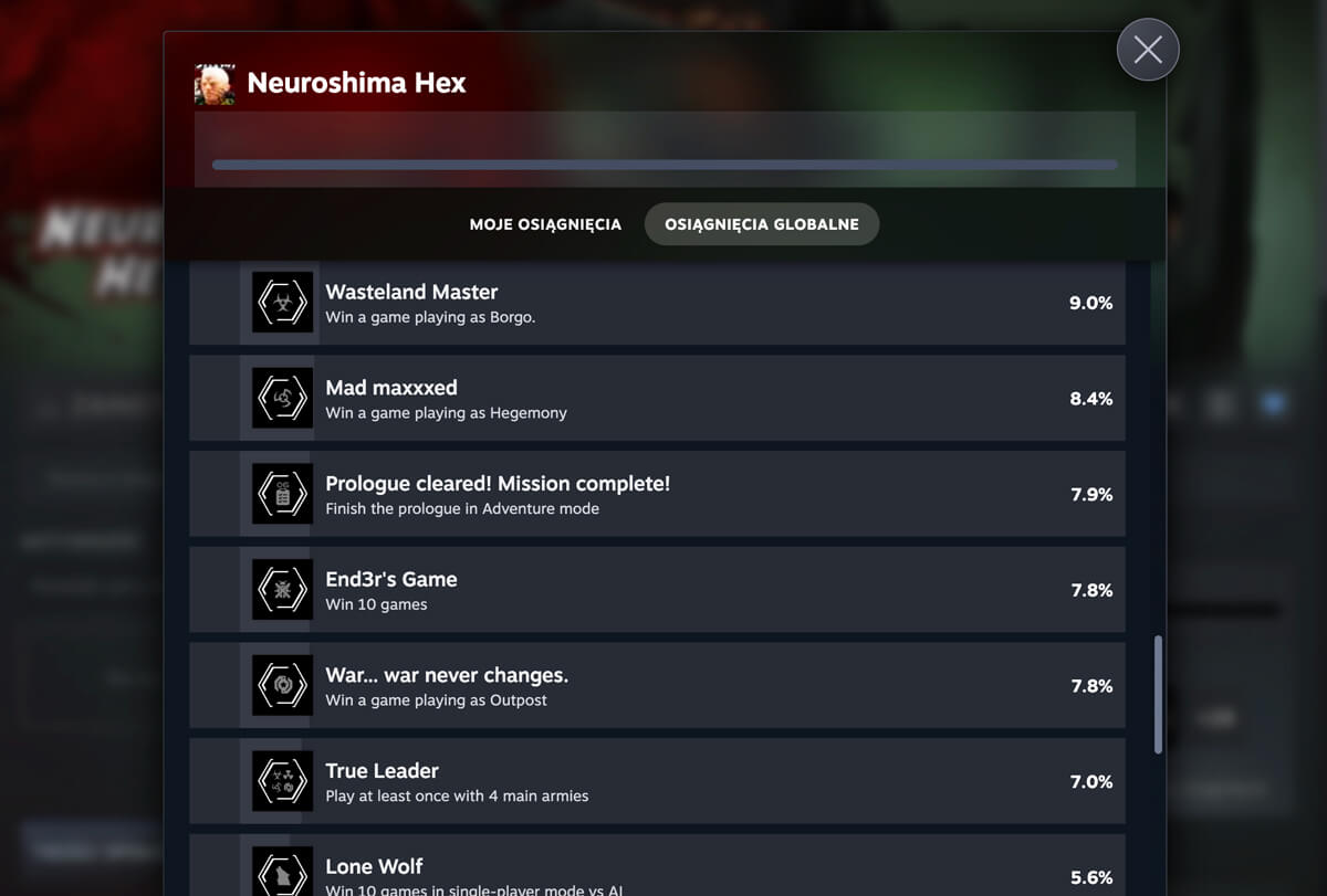 End3r's Corner - Neuroshima Hex in 2025: Steam